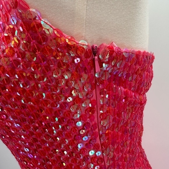 Vintage Y2K Barbie Pink Sequin Halter Slinky Gown Dress Small Britney Spears - Picture 5 of 5